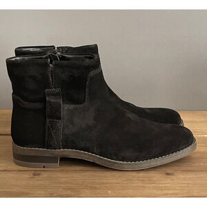 Franco Sarto Women's Malina Ankle Boots Size 9.5 Black Suede Zip Up Low Heel